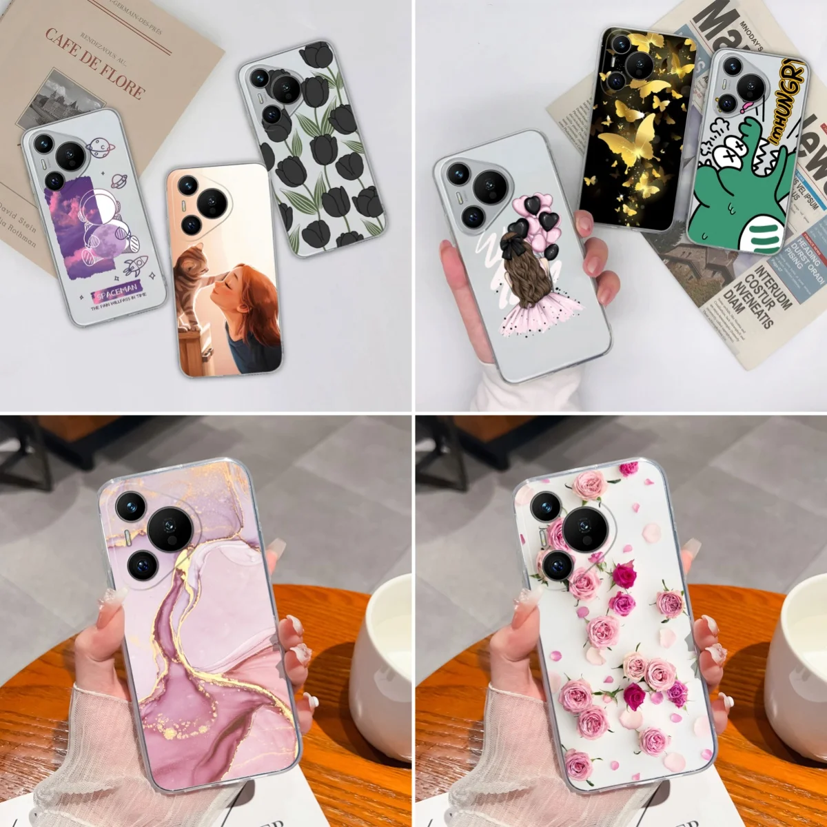 Transparent Cute Flower Phone Case - Soft TPU Silicone Shockproof Protective Cover