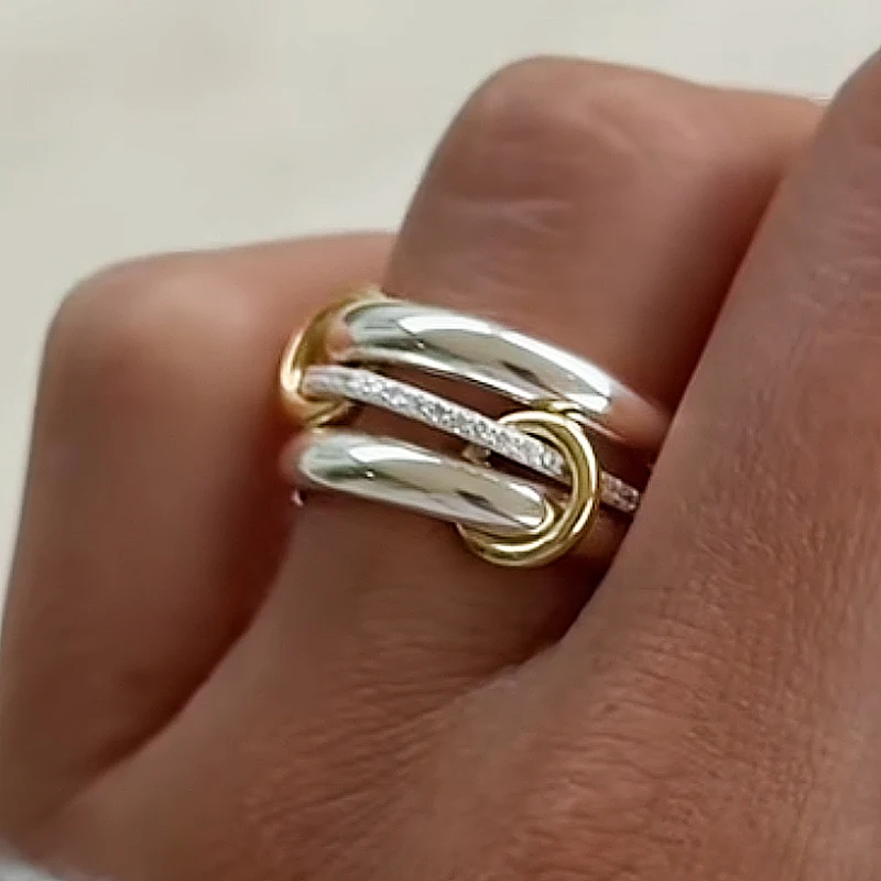 Anelli impilabili per donna Uomo INS Moda Acciaio inossidabile ad incastro Spinelli Kilcollin Anello Zircone Dito Tendenze gioielli 2025 - immagine 2