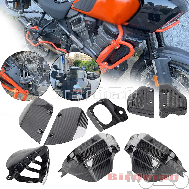 

Exhaust Heat Shield Side Windshield Handgaurd Left Fan Guard Oil Cup Cover Carbon Fiber Protector For Harley Pan America 1250