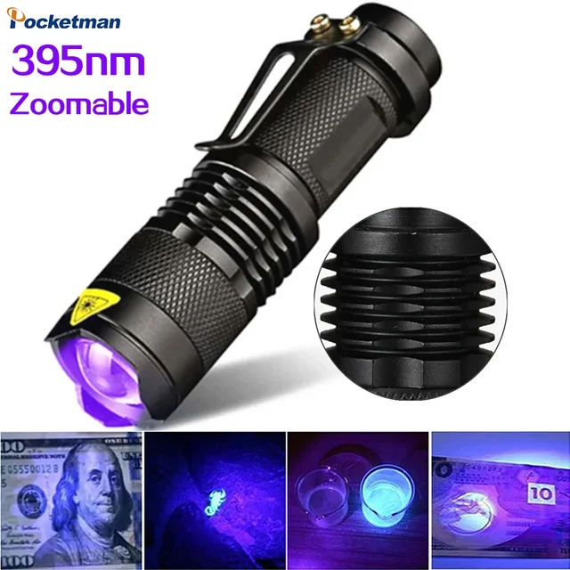 395nm Black Light Flashlights UV Flashlight Ultraviolet Lamp Torch Mini UV Light Detector for Pet Urine Stains Scorpion