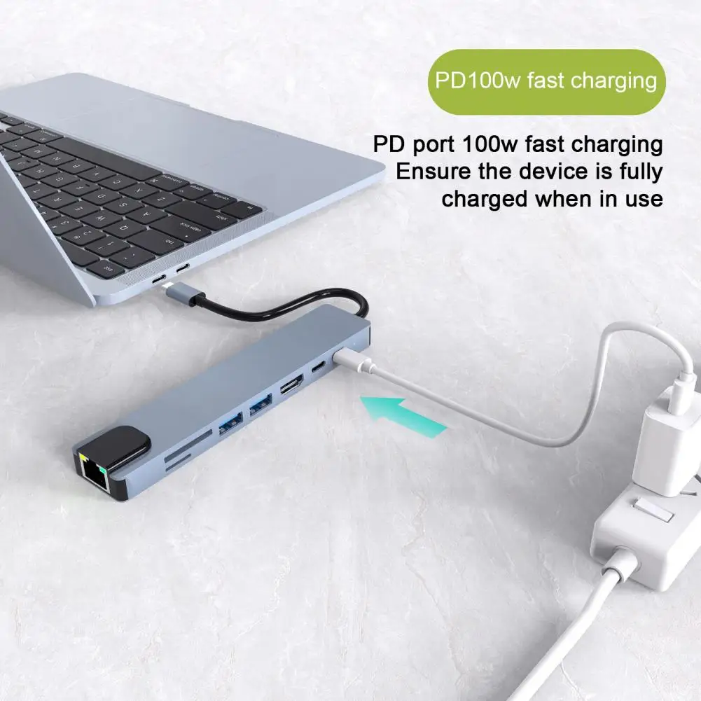 

Docking Hub Versatile 8-in-1 Usb Docking Station High-speed Data Transmission Type-c Hub Card Reader Ethernet Adapter