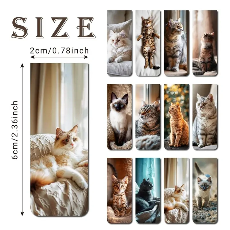 Magnetic Bookmarks 12 Pcs Cat Magnetic Bookmarks Assorted Pet Design Page Markers Readers Students Teachers Paper Reading Supplies