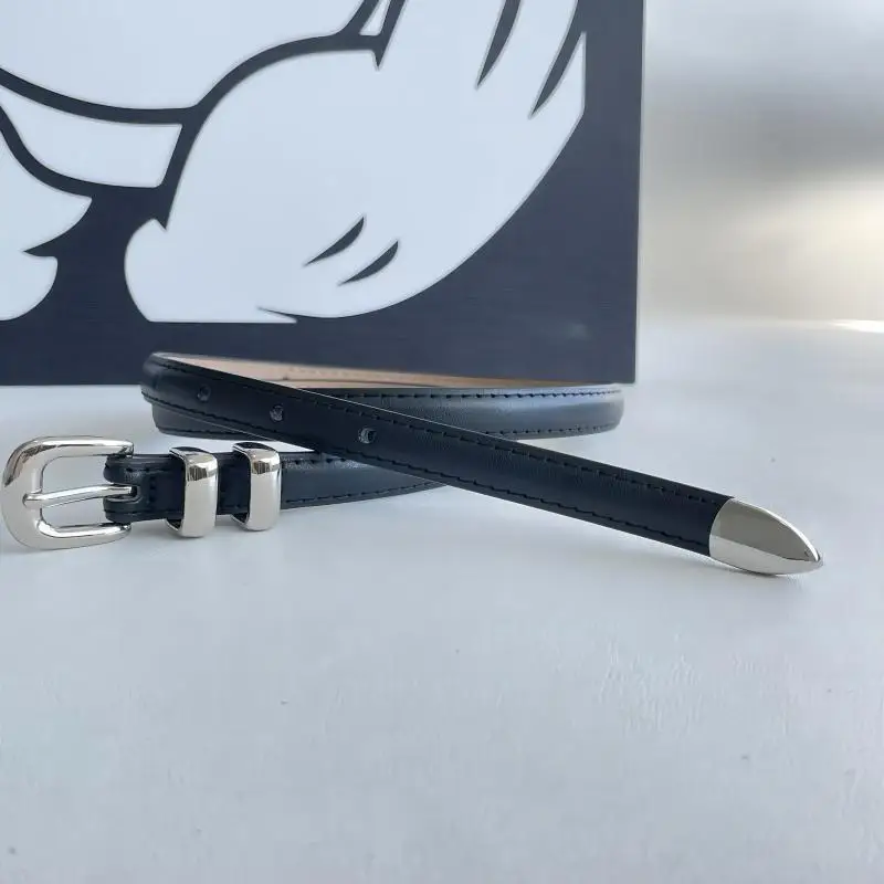 2023 Women\'s Leather Thin Belt Korean Casual Vintage Jins Fashion with Jeans Skirt Versatile Designer Luxury Belt