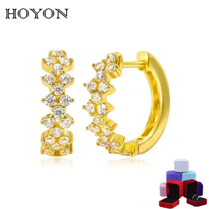 

Серьги HOYON в стиле ins с инкрустацией из фианита ААА, 18 карат