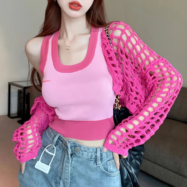 two piece knitted shirt top with belt