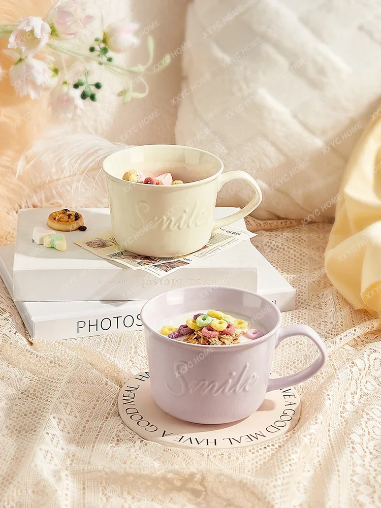 

Ceramic Mug Milk Oatmeal Cup Microwaveable Coffee Cup