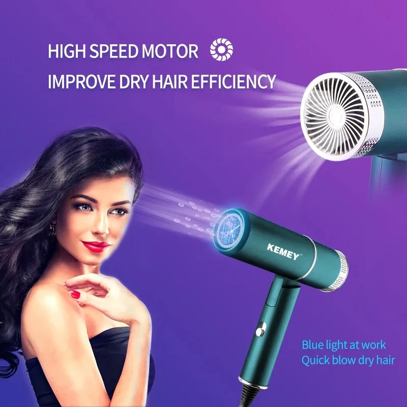 KEMEI foldable Hair Dryer KM-9825 Professional Styling Salon Light Green Electric Hair Dryer Secador De Cabelo Profissional 4