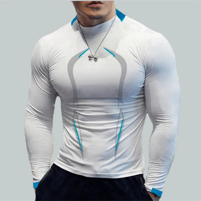 Camiseta de gimnasio de gran tamaño para hombre, camisa deportiva de secado rápido para Fitness, manga larga, Top de culturismo, camiseta de compresión para correr - Imagen 2