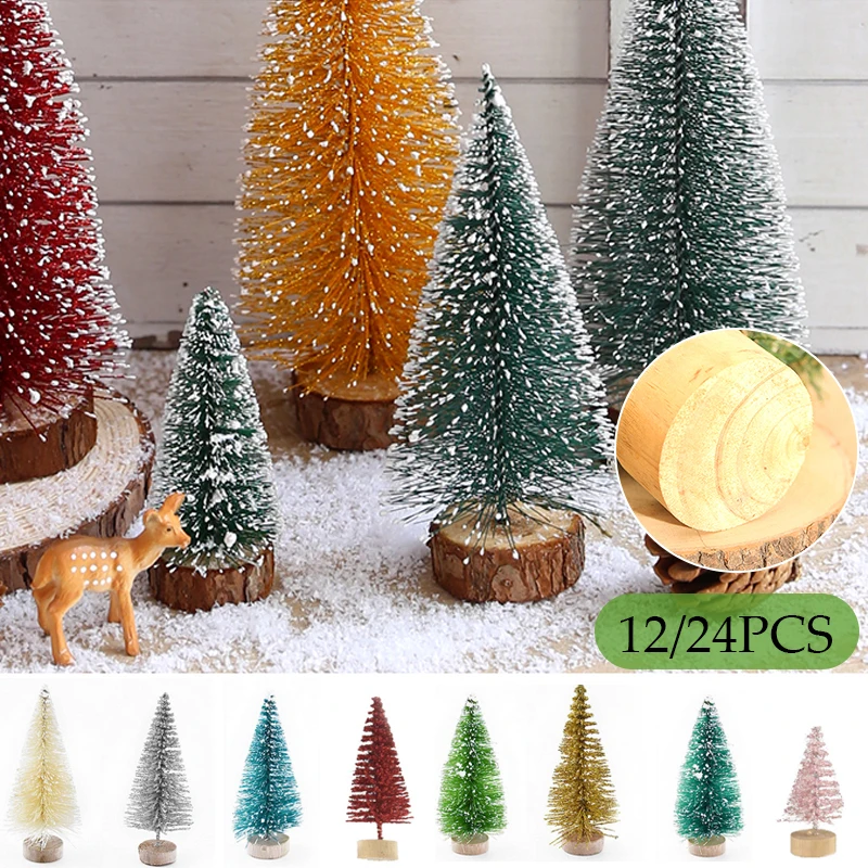 Tanio 24 Pieces Mini Christmas Tree Sisal Silk Cedar Table