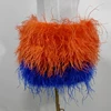 True ostrich feather Multicolor Mini Skirt Elastic Waist  Sexy Clothing Club Party Dance Rave Short Skirt Note select 3 colors 3