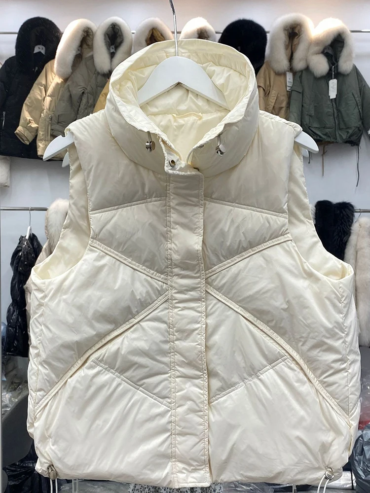 

FMFSSOM Winter Female Stand Collar 90% White Duck Down Female Tops Vest Women Vest Coat Chaleco Mujer Gilet Casaco Feminino