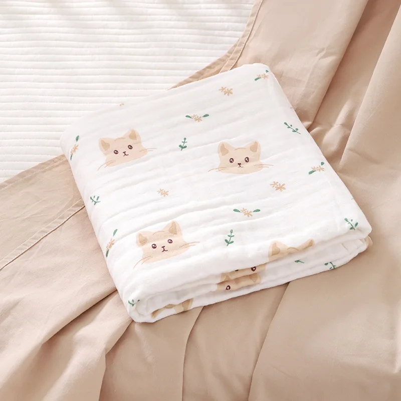 Cotton Tetra Cotton Muslin Blankets For Babies Animal Print For Newborn Things Nap Throw Towel Bath Cute Blanket Bedding 2