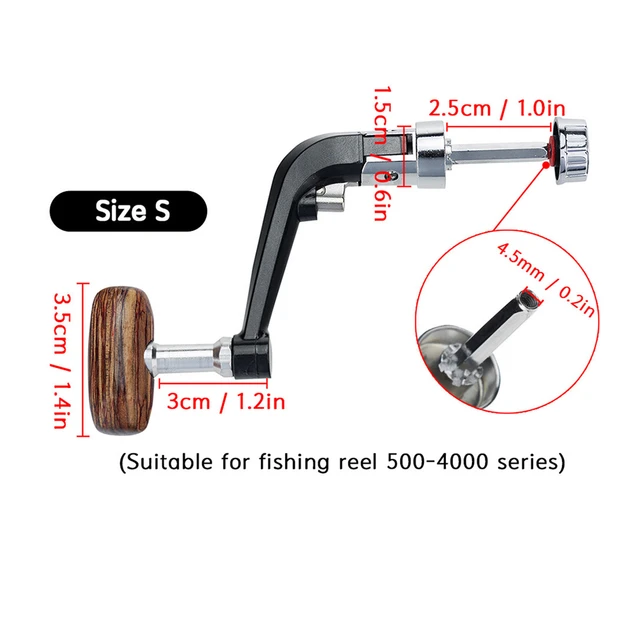 Rotary Fishing Spinning Reel Handle with Screw Caps Foldable Non