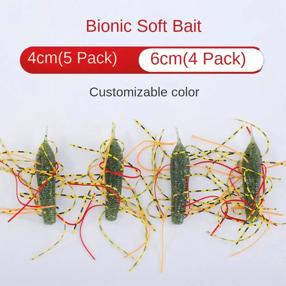 4/5pcs 4cm/6cm Fishing Sea Urchin Soft Bait Bass Stick Silicone Worm Silicone Worm Lure Handmade Crawfish Lures