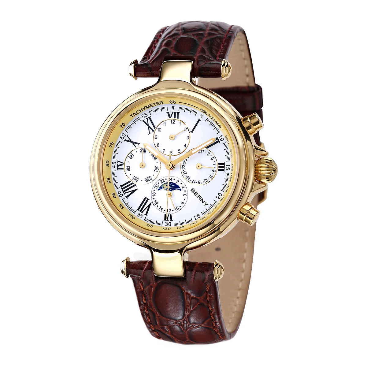 Retro Automatic Watch for Men Sun&Moon Phase Luxury Mechanical Wristwatch Luminous Seagull ST1652 Men Dress Classic Watch mechanical watch