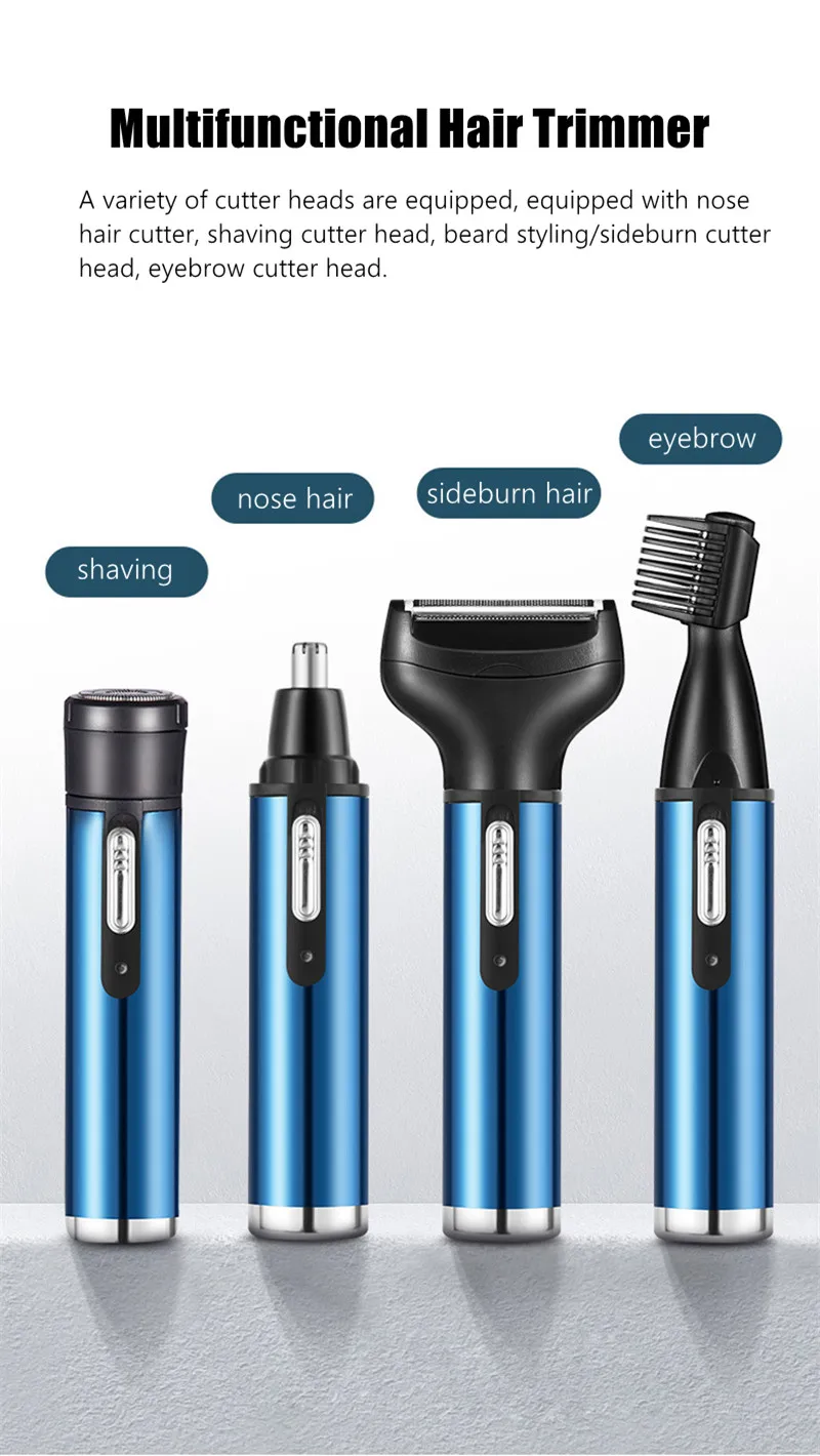 Description Picture 2 of item4in1 Electric Nose Hair Trimmer for Men Rechargeable Micro Shaver Beard Razor Eyebrow Trimmer Nose and Ear Cleaner Grooming Set