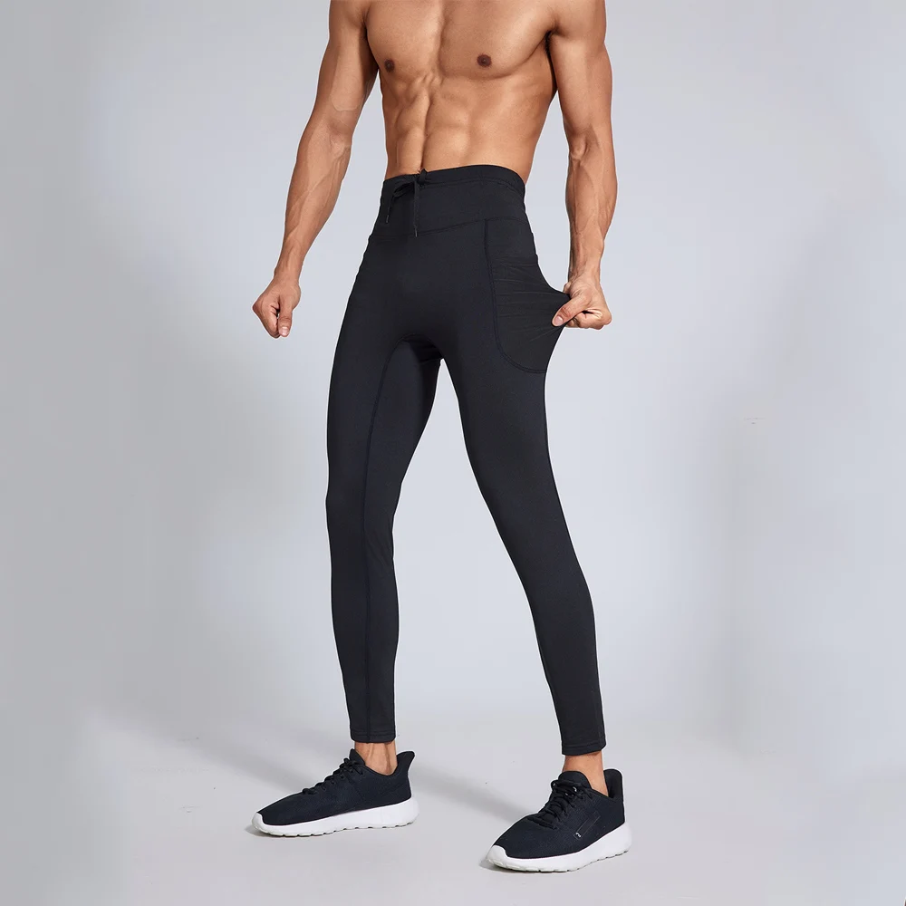 Men Outdoor Running Tights Pocket GYM Exercise Fitness Leggings Basketball Hiking Trainning Sport Soccer Compression Clothing