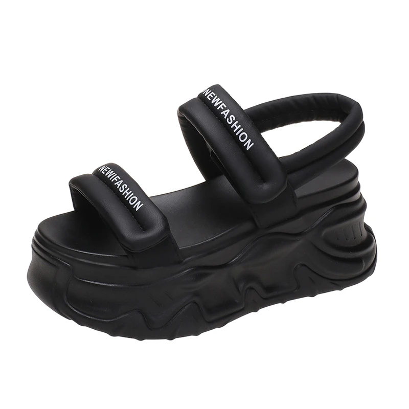 Kobiety sandały na platformie nowe letnie projektanci płaskie obcasy Chunky buty 8CM Hook Loop kapcie plażowe kobieta Gladiator Sport Sandalias