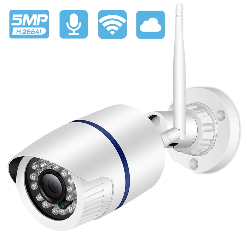 

5MP Onvif Bullet CCTV WIFI камера наружного водонепроницаемого видеонаблюдения AI человека обнаружения ИК ночного видения безопасности IP камера