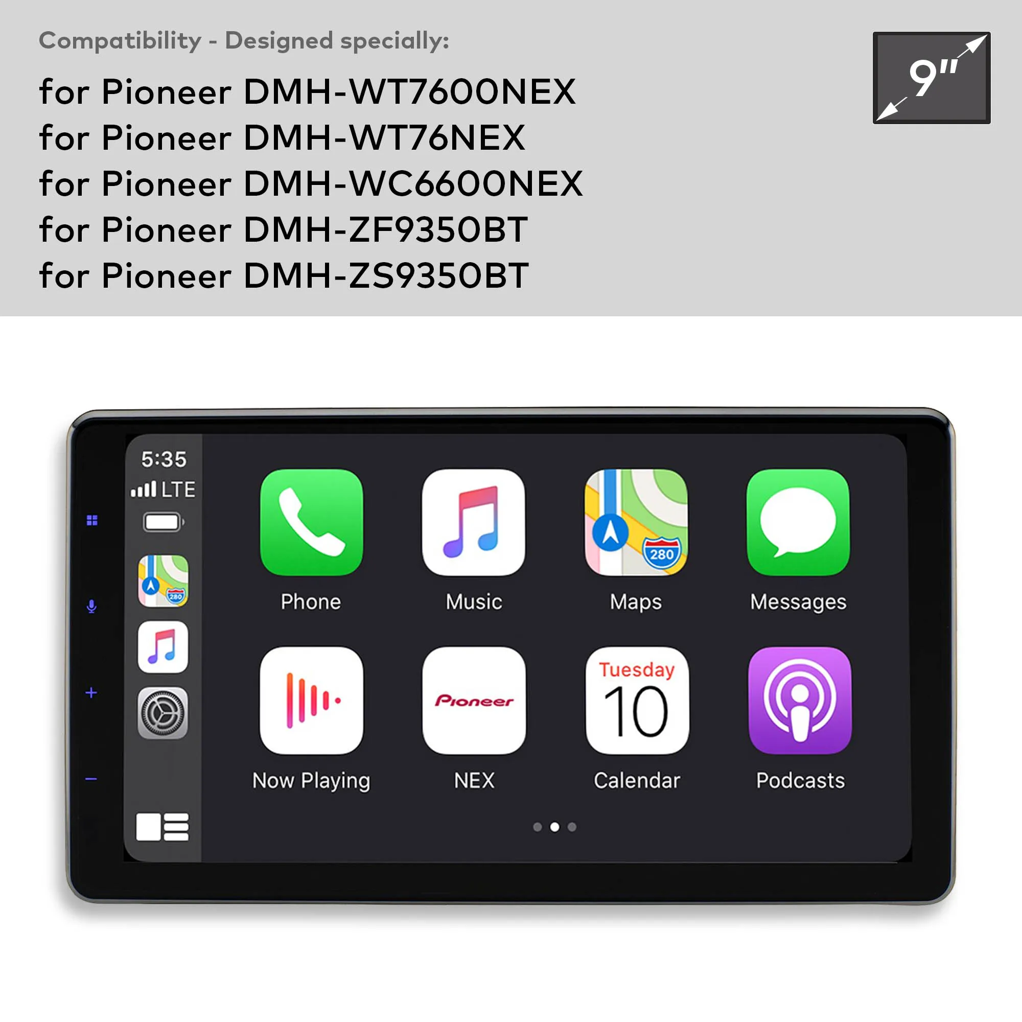 파이오니어 DMH-WT7600NEX, DMH-WT76NEX 및 기타 9인치 자동차 스테레오 터치스크린용 프리미엄 강화 유리 화면 보호 필름, 9H