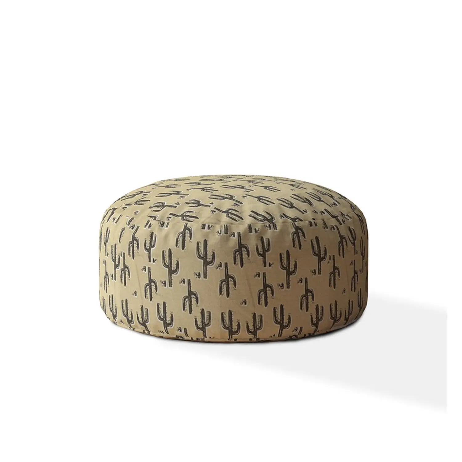 

Stylish Indoor SAGUARO Blue/Taupe/Camel Tan Round Zipper Pouf Cover - Only 24in dia x 20in tall - Comfortable, Versatile, and Ch