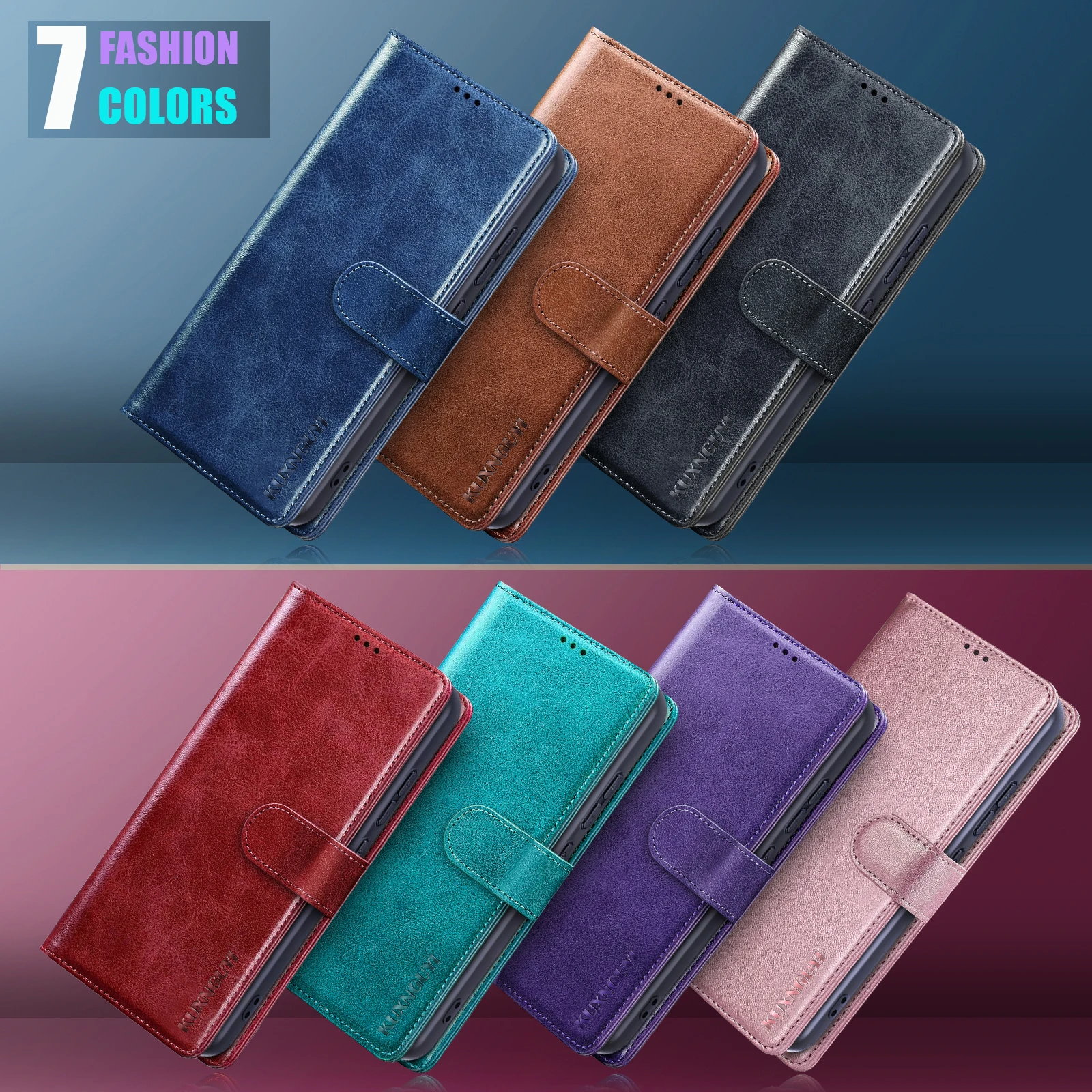 Premium Magnetic Flip Leather Wallet Case with Card Holder