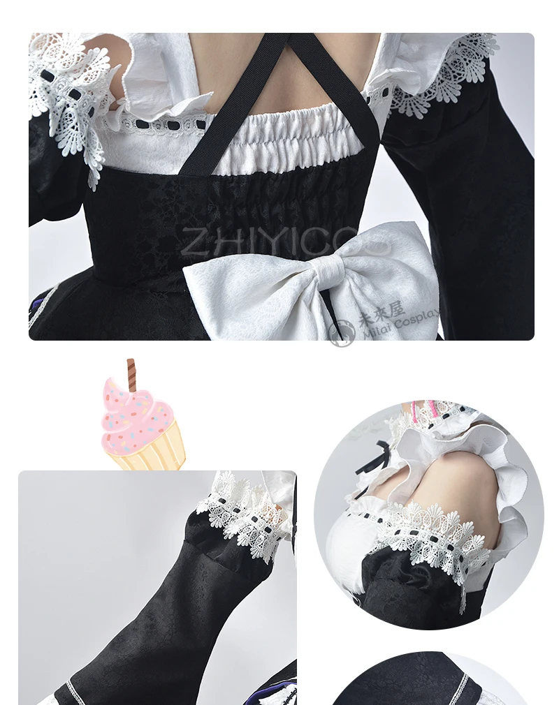 ZHIYICOS Re Life in a different world Rem Ram Cosplay Maid Dress Lolita Halloween Costumes for Women 7