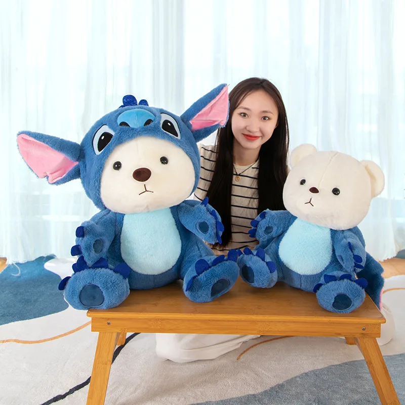 

40cm/50cm White Bear Cos Classic Stitch Plush Toys Kawaii Disney Cartoon Soft Cute Blue Stitch Plushy Doll Gifts For Children