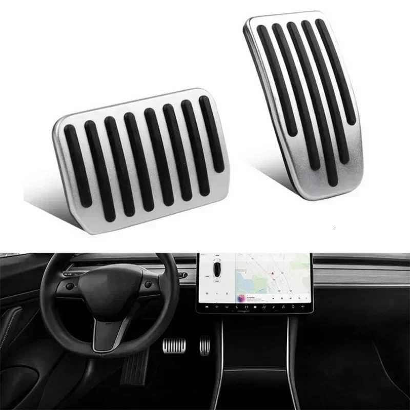 Passend für Tesla Model 3/Y – Erneuerte 3-teilige Gaspedal- und Bremspedalabdeckung, rutschfest und verschleißfest, Zubehör für 2017-2026 – Detail 2