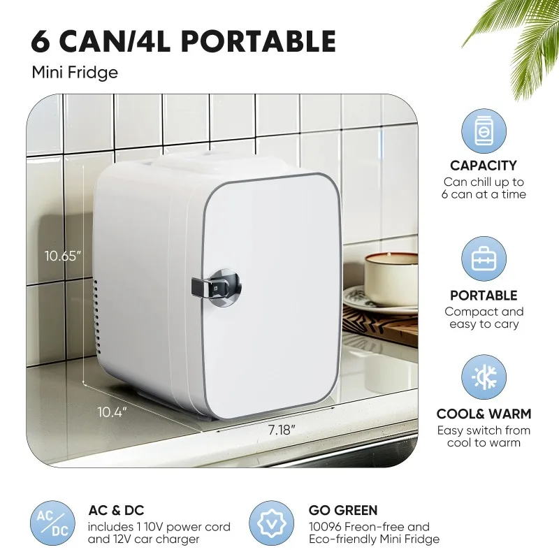 EDX Portable Mini Fridge Compact Personal Cooler
