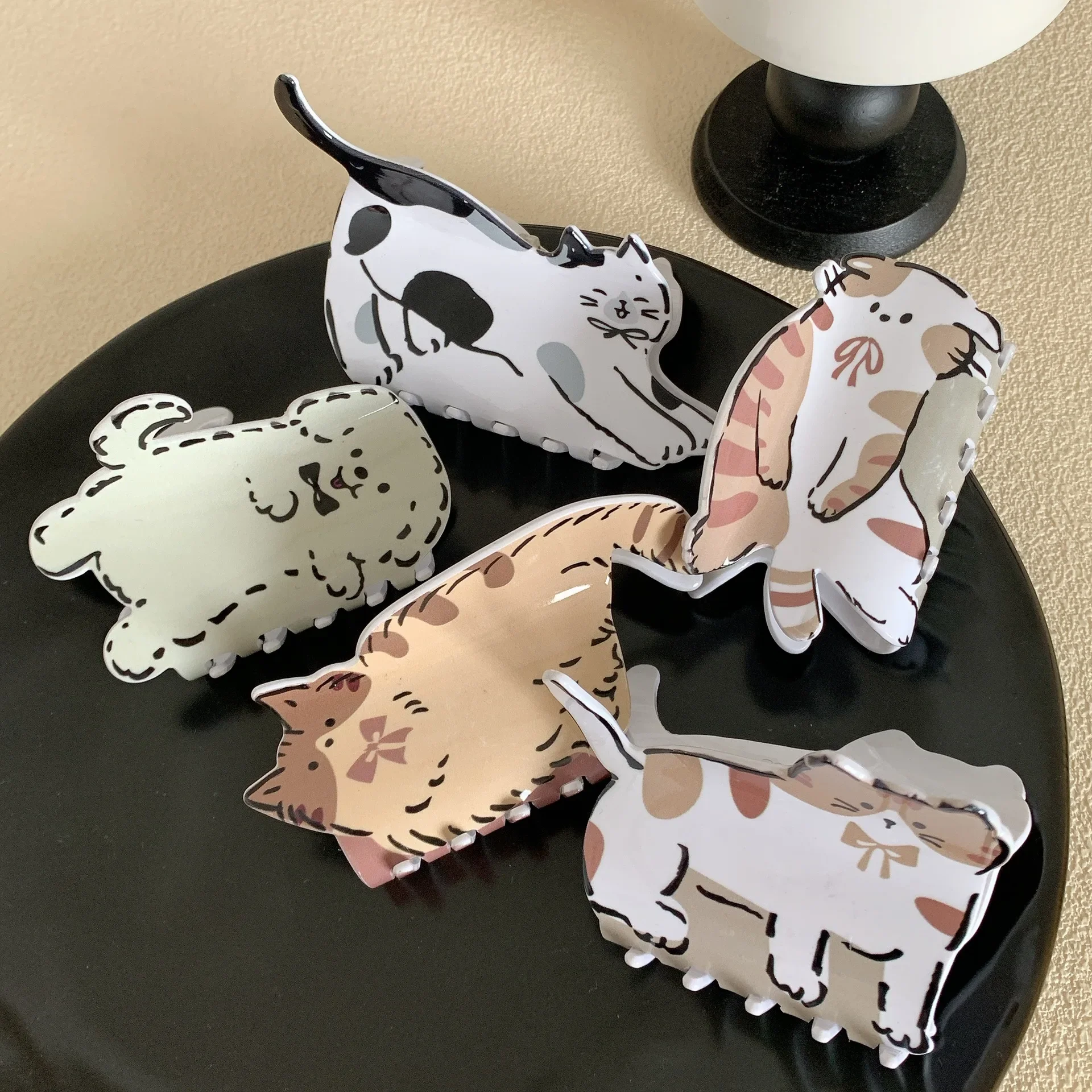 DuoShang Cute Cartoon Pet Cat Dog Acrylic Hair Claw Light Luxury Animal Claw Clip Crab Hair Clip for Women Girl Hair Accessories