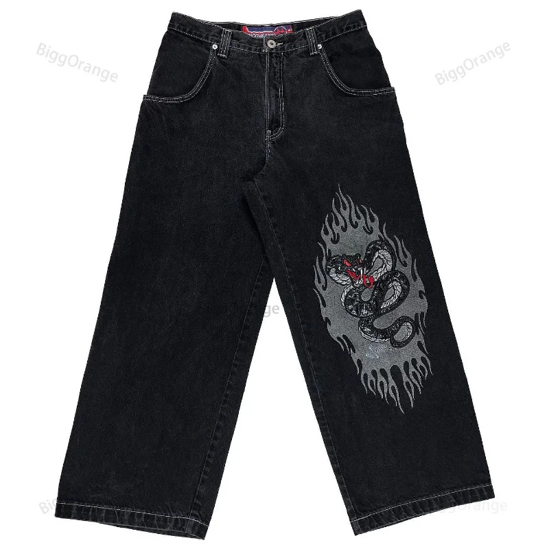 

Graphic Embroidery Baggy Jeans Women Clothing Street Harajuku Vintage Washed High Waisted Jeans Woman Wide Leg Women Jeans Pants