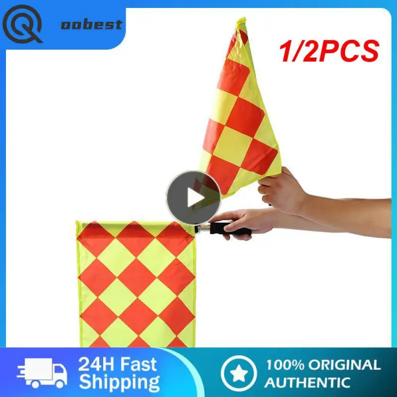 

1/2PCS Soccer Referee Flag Competition Fair Play Sports Match Football Small Grid Shape Linesman Flags Referee Equipment