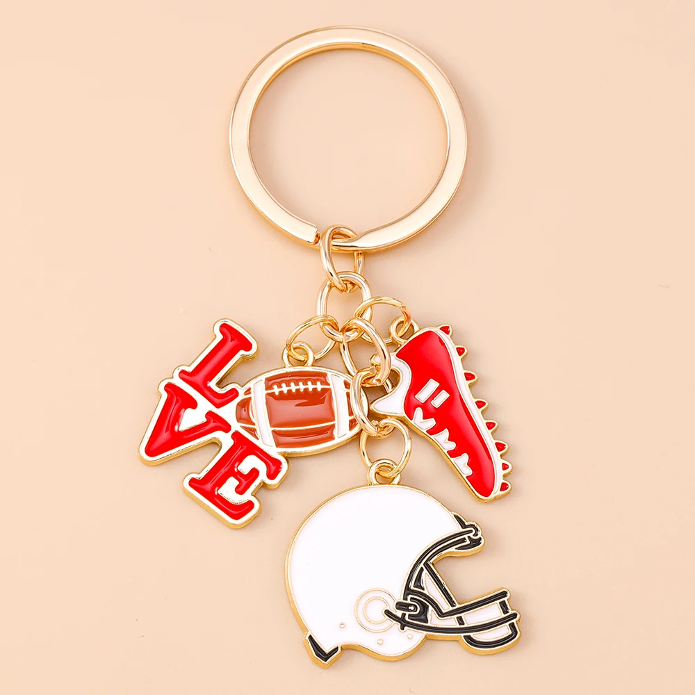Aihua Niedlicher Emaille-Rugby-Fußball-Badmintonschläger-Schlüsselanhänger für Frauen und Mädchen, Handtasche, Anhänger, Schlüsselanhänger, DIY, handgefertigter Schmuck, Geschenke – Detail 8