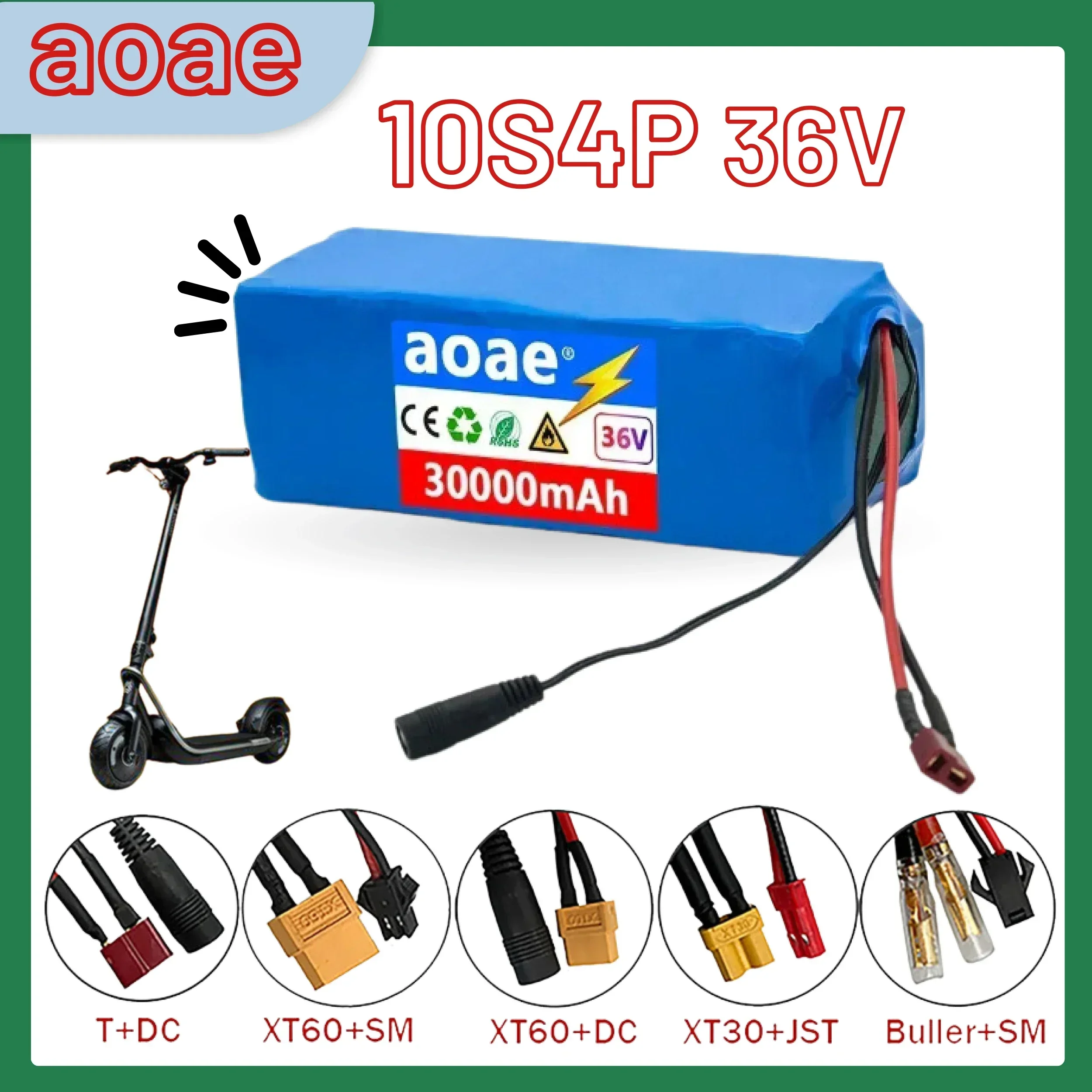 

18650 lithium battery pack, 10s4p 36v 30000mAh large capacity electric scooter battery pack, with various plug interfaces