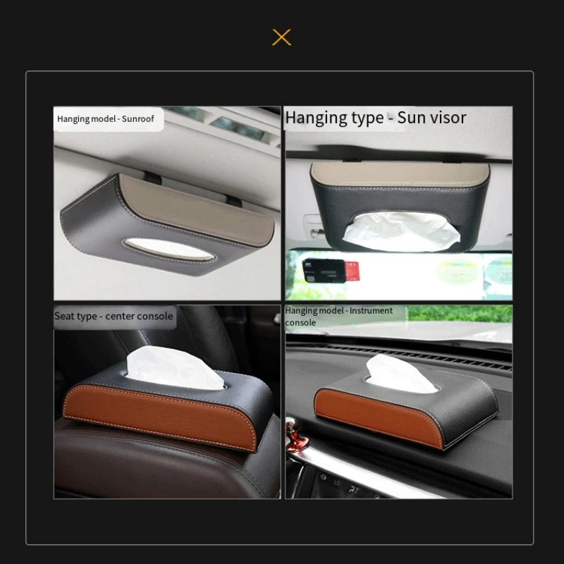 Car Tissue Holder Leather Sun Visor Paper Napkin Organizer Decoration Car Interior Accessories