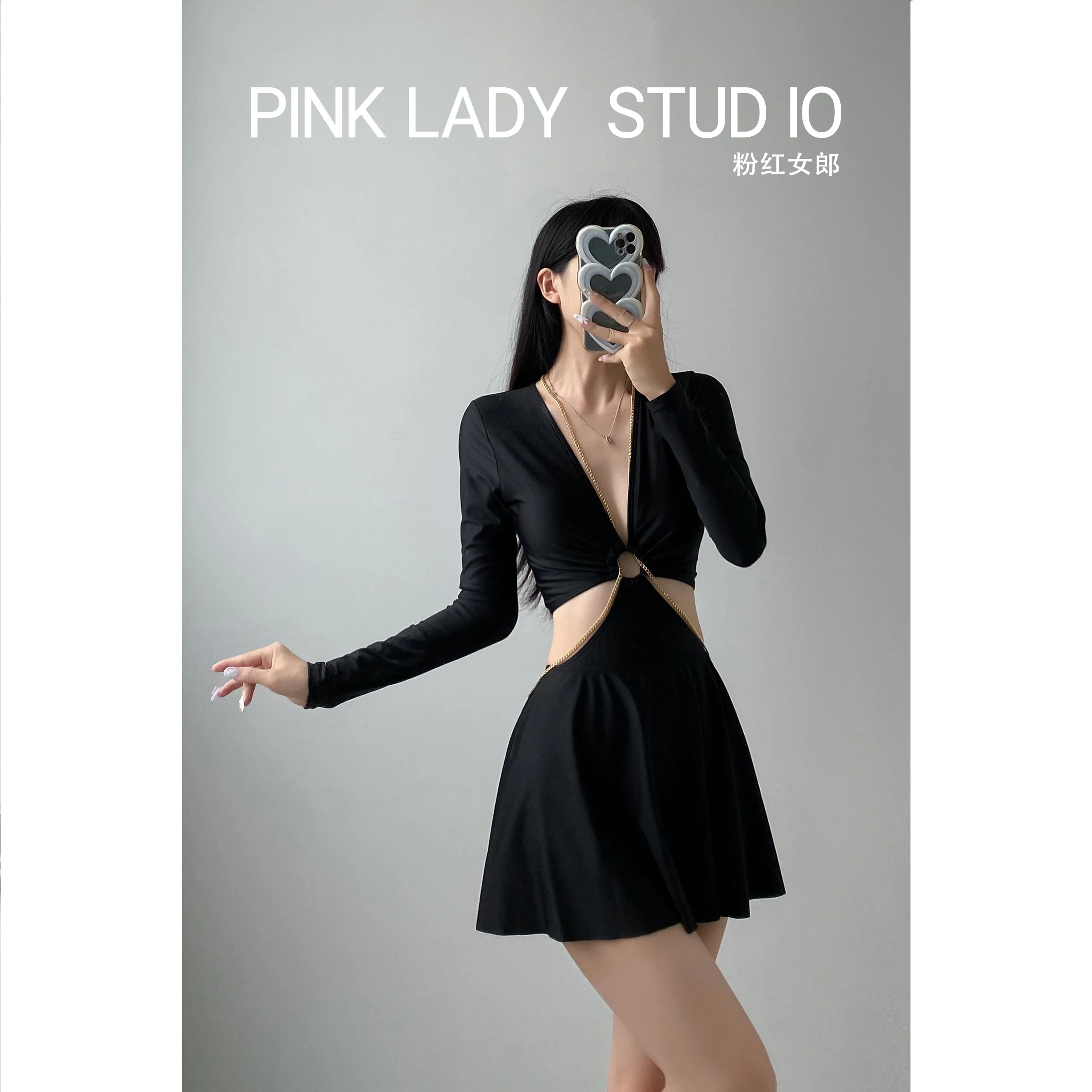 Women's Summer Slimming One-Piece Long Sleeves Sun Protection for Whole Body Sexy Swimsuit
