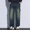 Men's 97% Cotton Straight Cargo Jeans Trendy Multi-pocket Nostalgic Loose Trousers Man American Vintage Fashion Denim Pants 5