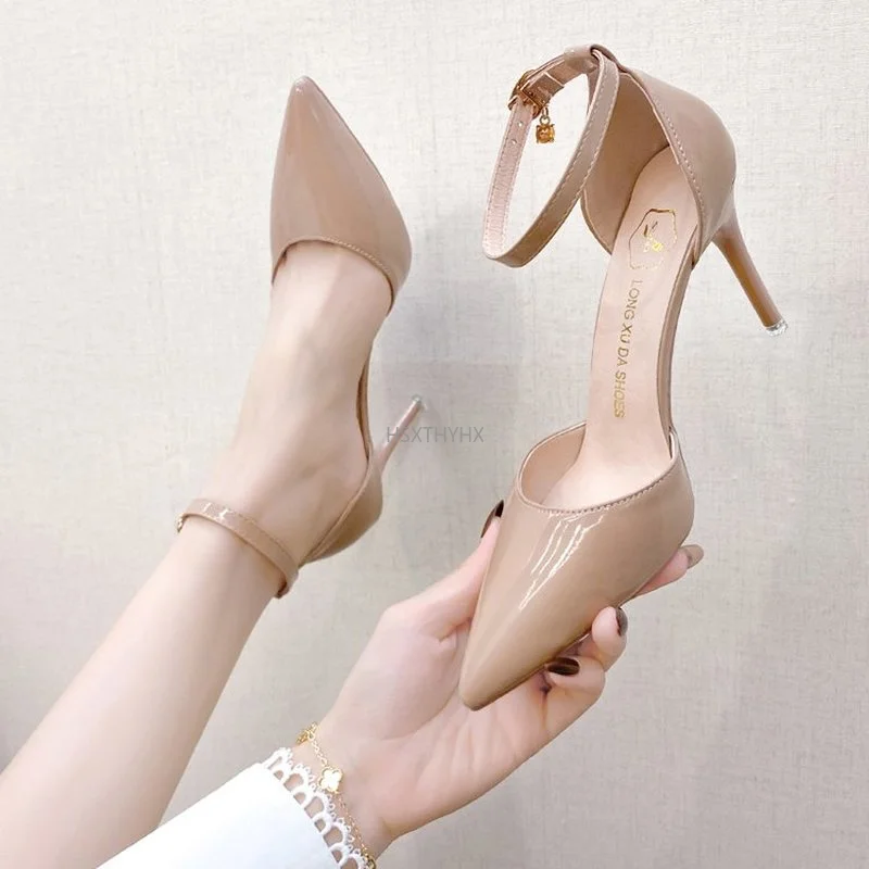 

Women Pumps High Heels Shoes Pointed Toe Female Shoes Patent Leather Woman Sexy Mules Wedding Shoes Size 35-40 Zapatos De Mujer