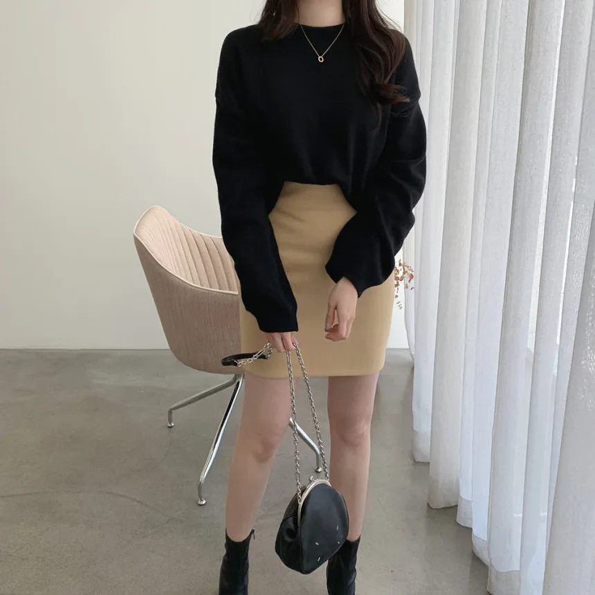 HziriP Split Pullovers Women Knitted Jumpers Tops Minimalist 2021 Autumn Stylish Hot Fashion Loose Lady OL New Chic Sweaters Sweaters