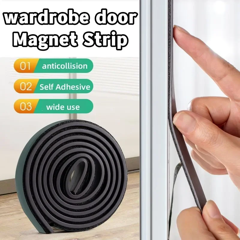 Tira de Ímã Flexível Forte Fita Magnética Autoadesiva Tela da Porta Janela Guarda-roupa Borracha Tarja Magnética para Ferragens Domésticas 5m