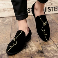 Frosted embroidered beanie shoes men's leather Korean version all match pointed leather shoes men's personality casual shoes 1
