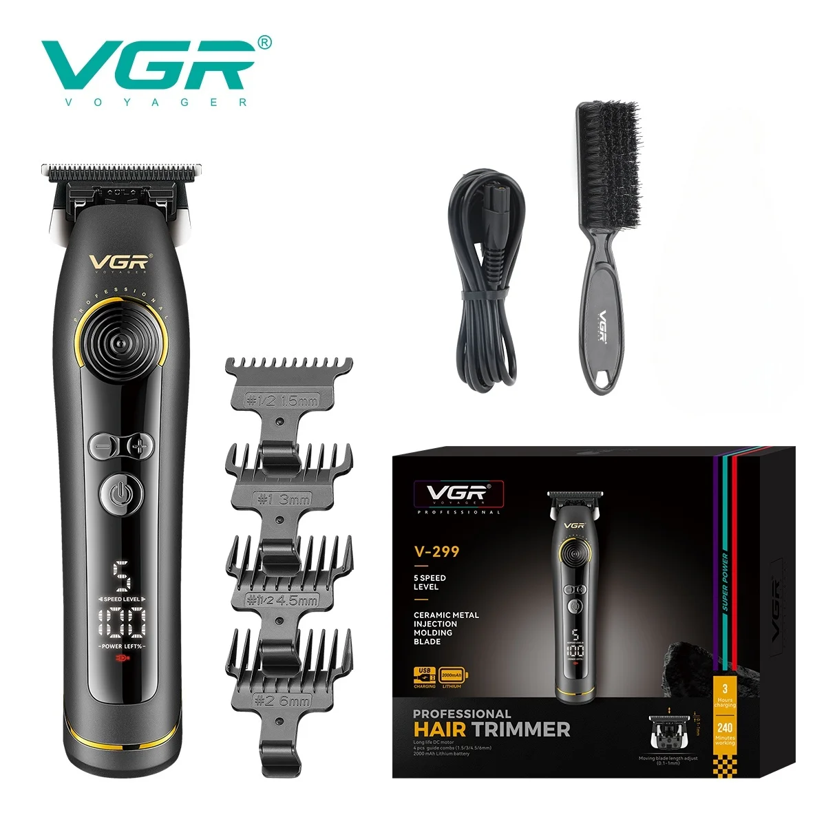 VGR مكينة حلاقه رجالي ماكينات قص الشعر مُحسّنة كهر...