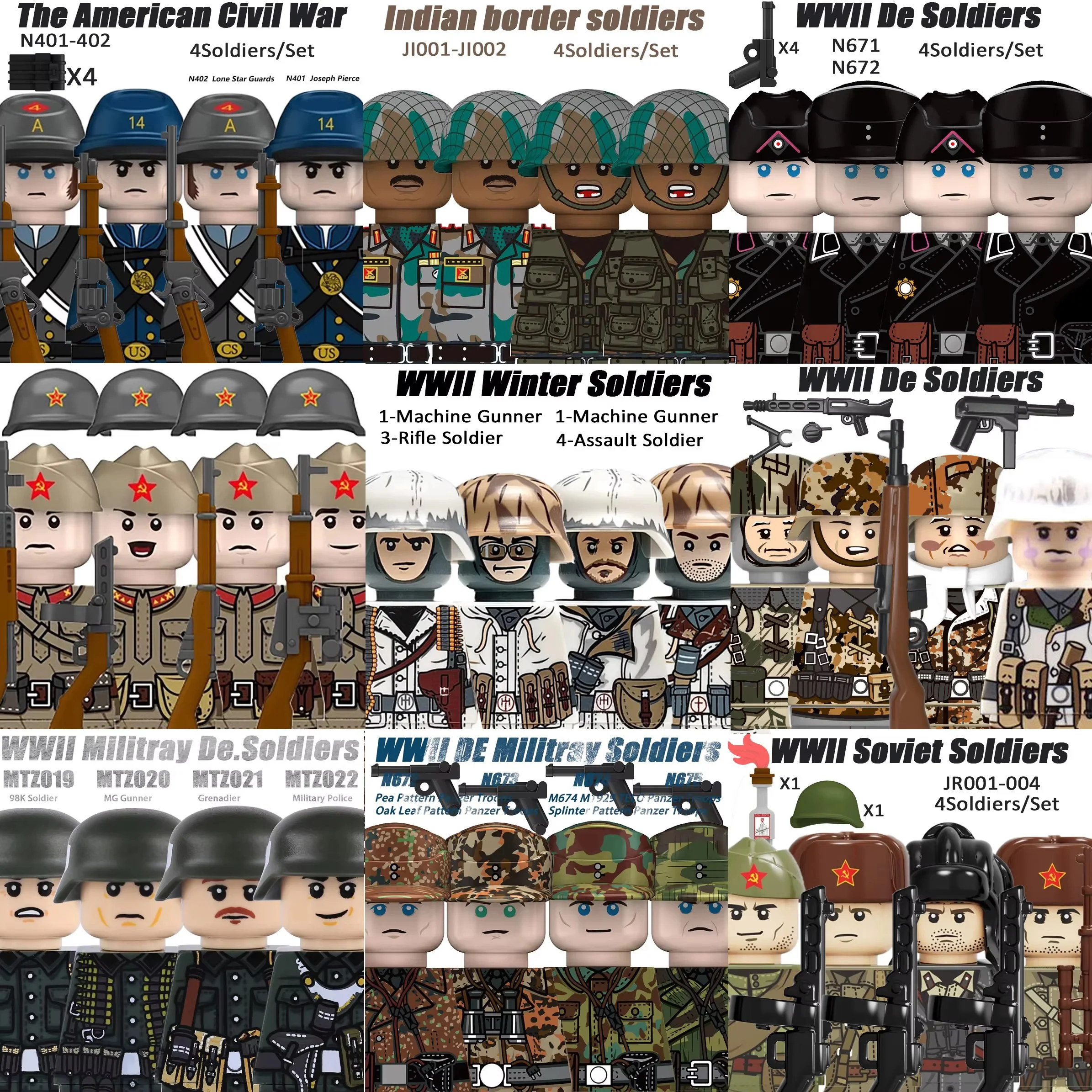 WW2 Winter Soldiers Building Block Set - Military Figures & Weapons Collection