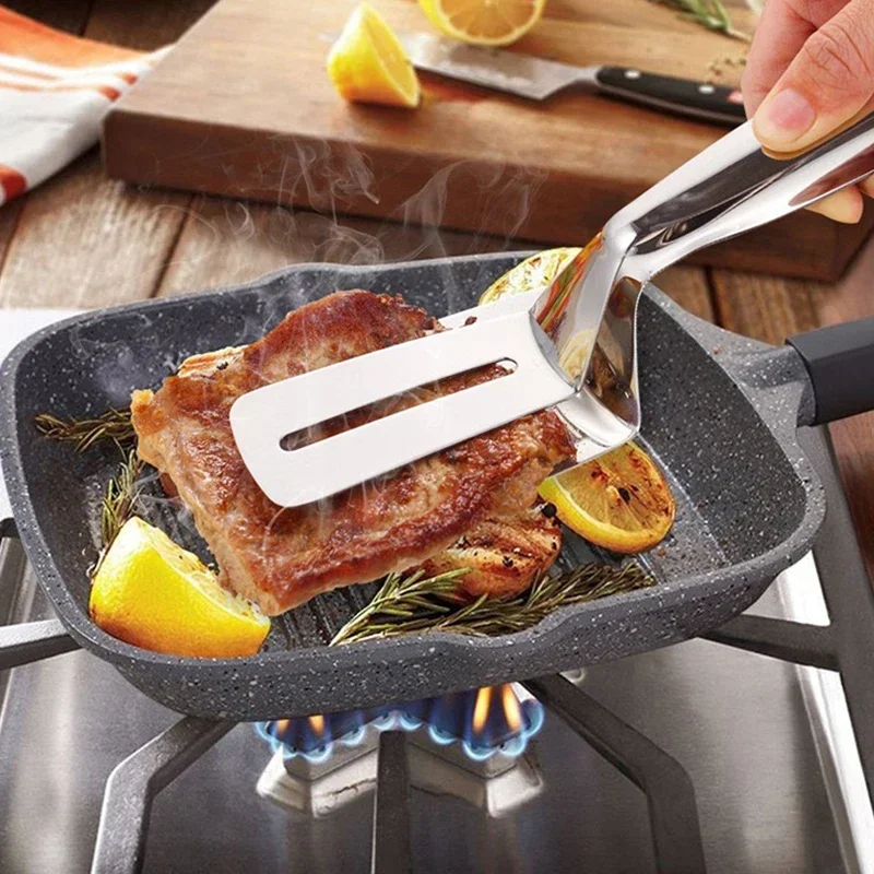 Food Flipping Steak Clips Stainless Steel BBQ Multifunctional Cooking Tong Double Sided Spatula Spatula Tongs Clip Beefsteak food tongs