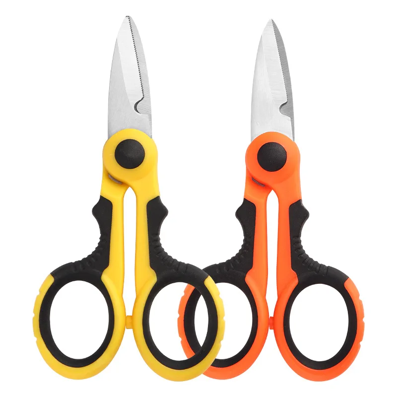Electrician Scissors High Carbon Steel Industrial Strong Wire and Cable Scissors Non-slip Manual Electrician Stripping Scissors 6