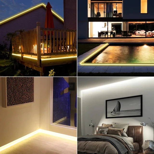 Bande lumineuse LED COB flexible, 220V, 220V, haute luminosité, étanche, pour chambre à coucher, cuisine, éclairage de jardin 4