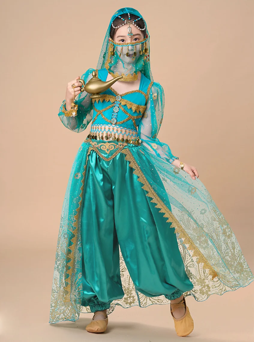 Niña 8 Piezas Conjunto de Trajes de Danza del Vientre India Disfraz Bollywood Outfits Traje Carnaval Profesional Disfraz Baile Top Falda con Niña 8 Piezas Conjunto de Trajes de Danza del Vientre India Disfraz Bollywood Outfits Traje Carnaval Profesional Disfraz Baile Top Falda con