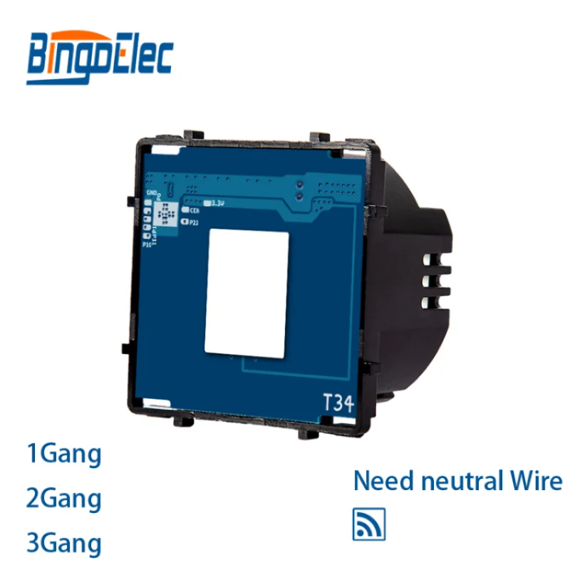 Wifi Interruptor de Toque Parte Fio Neutro de Controle sem Fio Necessário Interruptor Luz Inteligente Suporte Vida Tuya Alexa Casa Inteligente Bingoelec