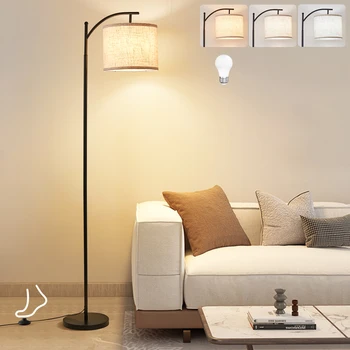 Adjustable Floor Lamp with 3 Color Modes and Linen Shade 1